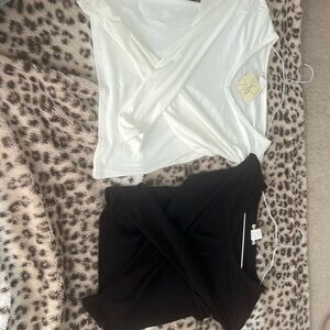Perfect condition set of 2 black and white cropped comfy long sleeves!